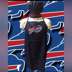 Buffalo Bills Mafia Tailgate BBQ Adjustable Velcro Pleated Chef Hat & Logo Apron